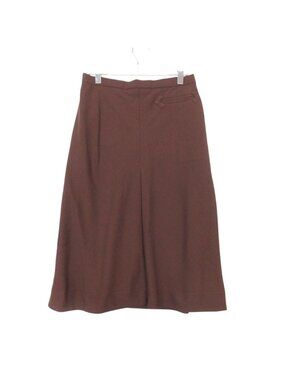 Hermes Long Skirt Center Seam Wool a Line Lined Brown